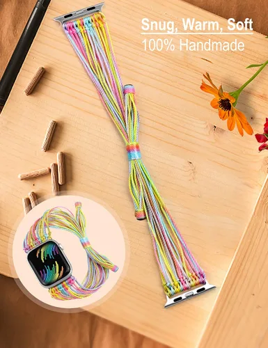 Vista 3 de JR.DM Correas de reloj bohemias compatibles con Apple Watch de 1.575 pulgadas, 1.614 pulgadas, 1.496 pulgadas, 1.732 pulgadas, 1.654 pulgadas, 1.772