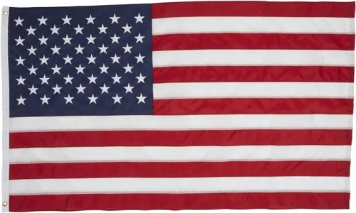Vista 2 de ALLIED FLAG Juego de bandera estadounidense y poste – Bandera de Estados Unidos de 3 x 5 pulgadas y mástil de bandera giratoria de 5 pies, duradero