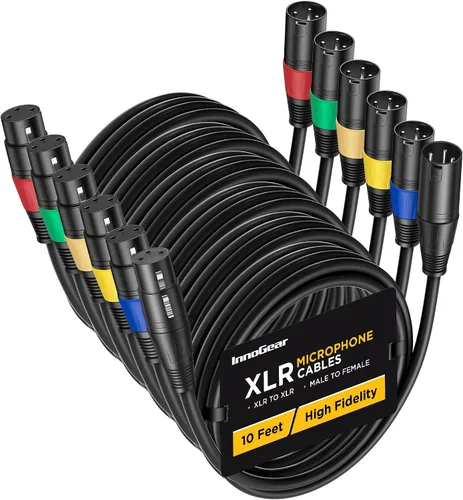 Vista 12 de InnoGear XLR - Cables de micrófono, 3 pies, paquete de 2 cables de cobre sin oxígeno macho a hembra de 3 pines, cable de micrófono XLR equilibrado