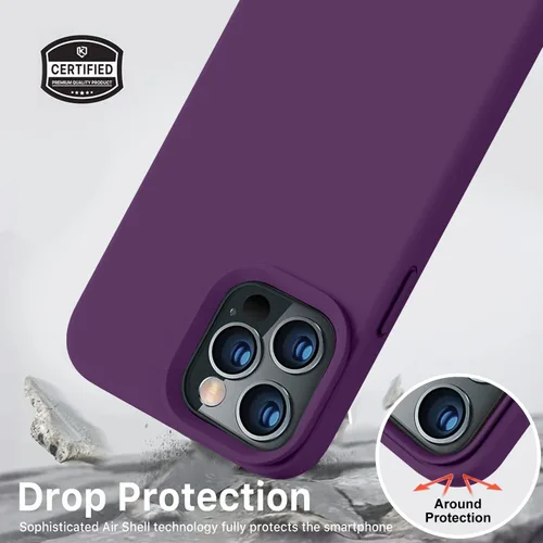 Vista 5 de Vooii Funda compatible con iPhone 13 Pro, silicona líquida a prueba de golpes con forro de microfibra antiarañazos, protección de cámara mejorada