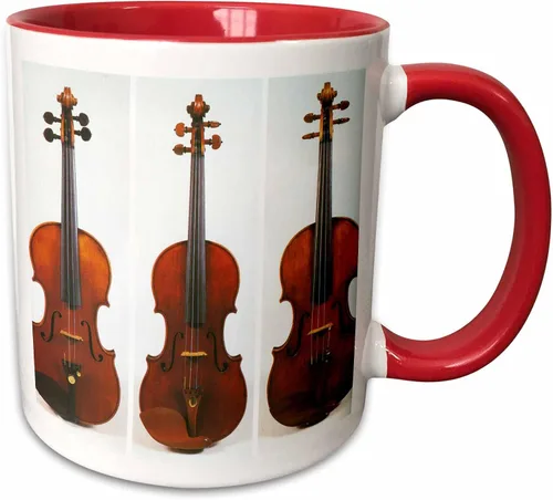 Vista 9 de 3dRose (mug_34744_4) Taza negra de dos tonos con 3 violines antiguos, 11 onzas Blanco