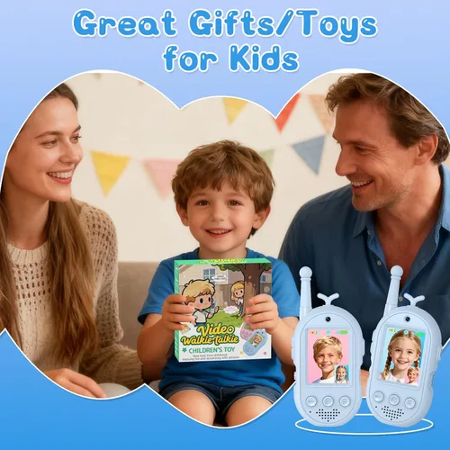 Vista 7 de Walkie Talkies de video para niños, paquete de 2 walkie talkie recargables con cámara y pantalla, radio de 2 vías de largo alcance