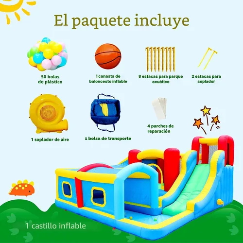 Vista 7 de WELLFUNTIME Inflatable Bounce House with Slide, Jumping Castle with Blower