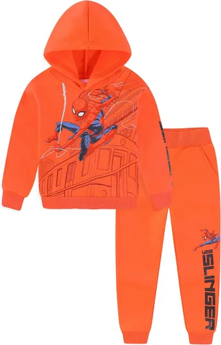 Vista 9 de Marvel Spider-Man Conjunto de Sudadera con Capucha y Pantalones para Niños Pequeños y Niños Grandes Negro