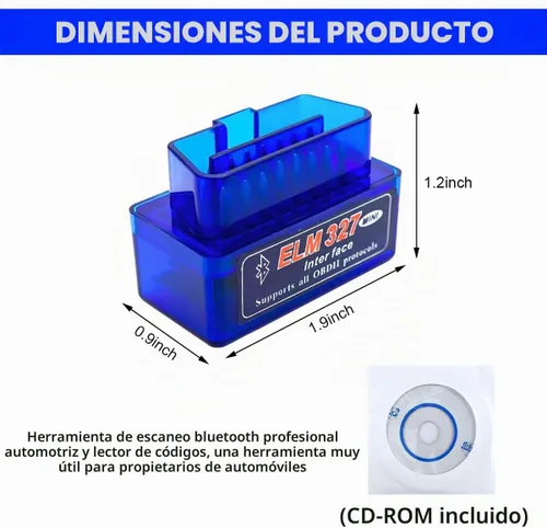 Vista 2 de ELM327 OBDII Escáner de diagnóstico para auto, herramienta de escaneo Bluetooth inalámbrico profesional, detector de fallas, lector de códigos de 1