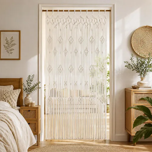 Vista 11 de Cortinas de macramé para decoración de pared, macramé para colgar