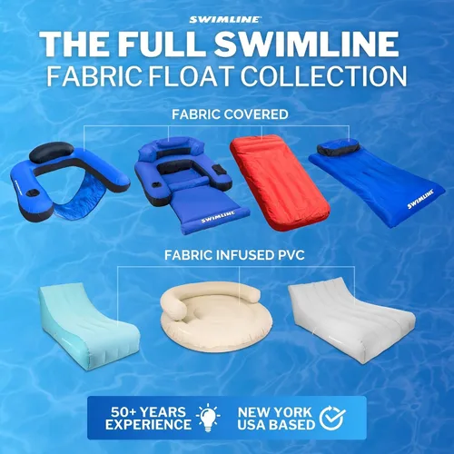 Vista 7 de SWIMLINE Original Fabric Covered Inflatable Pool Lounger with Comfortable Sling Seat, Back Rest, and Built in Cup Holder for Pool, Beach, Lake