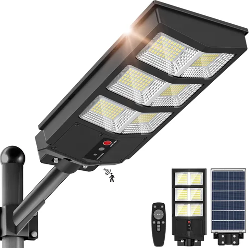 Vista 12 de OKPRO Farola solar de 5000 W para estacionamiento al aire libre, gran angular IP66 impermeable, 6500 K del atardecer al amanecer, LED con sensor