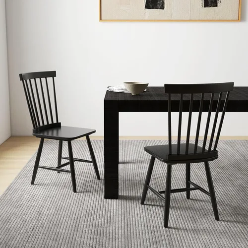 Vista 3 de GIANTEX Juego de 2 sillas de comedor de madera, sillas de comedor Windsor de madera maciza con asiento ancho, carga máxima de 400 libras, sillas