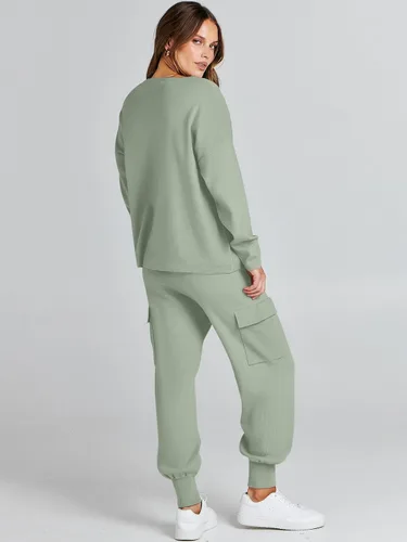 Vista 6 de Prinbara Conjuntos de dos piezas de suéter 2023 de punto de moda pantalones cargo a juego conjuntos de ropa de descanso