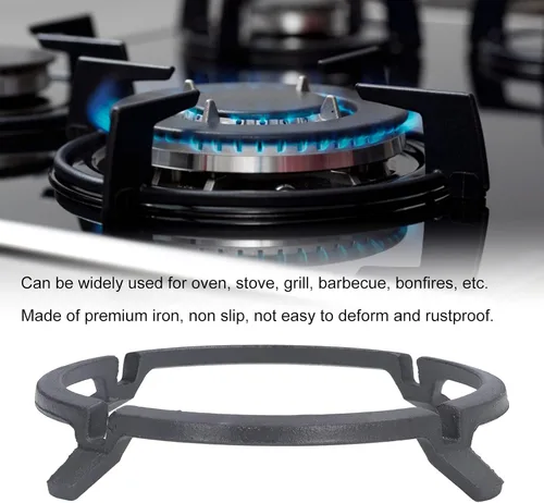 Vista 3 de Estante para estufa, estante antideslizante para ollas de gas, soporte de hierro para rejilla de estufa, estante de cocina de gas, soporte universal