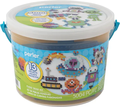 Vista 16 de Perler Kit de actividades para manualidades con cuentas de dinosaurios, 5004 piezas 5000 Beads, 2 Pegboards, Pattern, Ironing Paper, and more