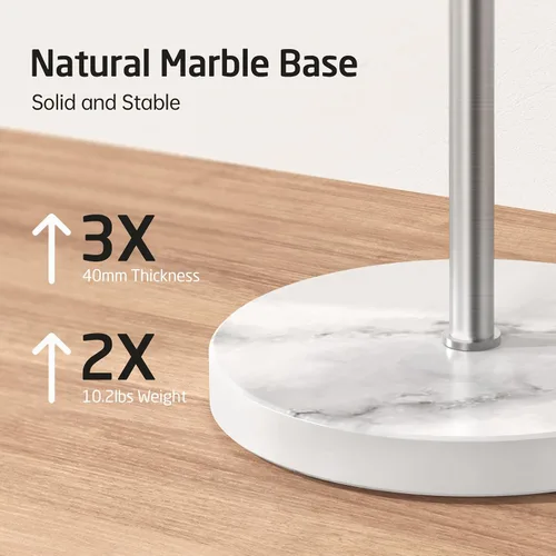 Vista 3 de KES Toalleros de pie para suelo de baño, giratorios, independientes, 2 brazos, con base de mármol pesada, acabado cepillado de acero inoxidable