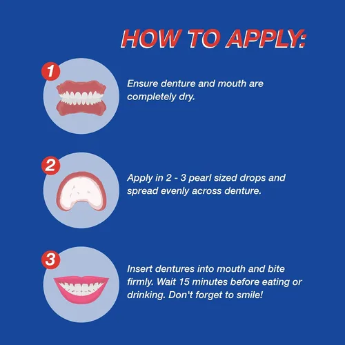 Vista 6 de Secure Adhesivo impermeable para dentaduras postizas, sin zinc, sujeción extra fuerte para superiores, inferiores o parciales, 1.4 onzas