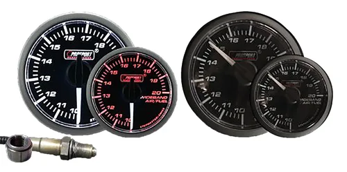 Vista 10 de Prosport Performance Medidor de relación de combustible aire de banda ancha Crystal Blue Series Lente ámbar/blanco transparente con puntero blanco