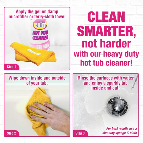 Vista 7 de Quick N Brite - Kit limpiador de bañera de hidromasaje resistente, gel de limpieza no abrasivo con esponja y paño, 16 onzas
