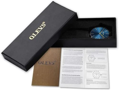 Vista 15 de OLEVS Juego de 2 relojes de cuarzo para parejas de San Valentín, calendario luminoso, ventana de fecha, 3 ATM, impermeable, casual, acero