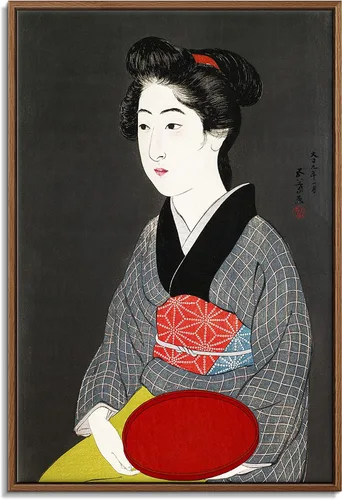 Vista 44 de Utagawa Kuniyoshi - Lienzo con marco flotante para pared, pintura japonesa Ukiyo-e, un pájaro gigante y una langosta - 16 x 24 pulgadas