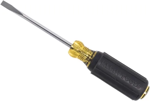 Vista 3 de Klein Tools 605-4 desarmador con punta de gabinete de 1/4 pulgadas, fabricado en EE. UU., mango redondo resistente de 4 pulgadas