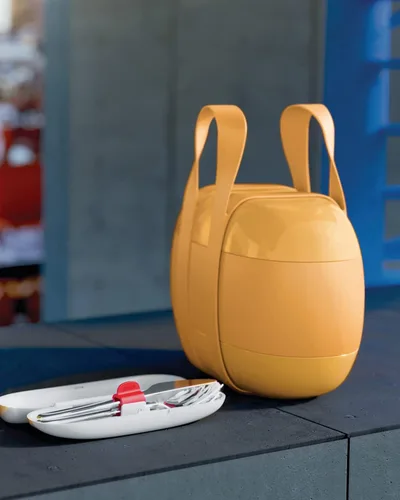 Vista 2 de Alessi SA04S3 G Food à porter Juego de cubiertos de viaje. Estuche en resina termoplástica, gris