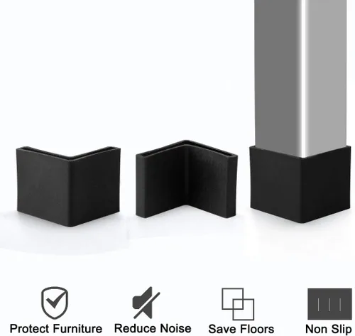 Vista 5 de uxcell 0.984 x 0.984 in Ángulo de hierro almohadillas de pie en forma de L muebles de plástico para muebles de escritorio tapas de patas cubiertas
