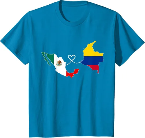 Vista 50 de Camiseta Half Colombian Half Mexican Flag Map DNA Mexico Colombia
