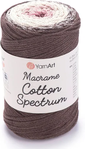 Vista 6 de YarnArt Macramé de Algodón Spectrum – Cuerda Multicolor 80% Algodón – 8.8 oz (250g), 246 yardas (225m) – Cuerda Colorida para Nudos, Tejido 512.2 in