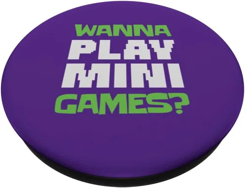 Vista 2 de Wanna Play Mini Games? Retro Arcade Gamer Monkey PopSockets Adhesive PopGrip