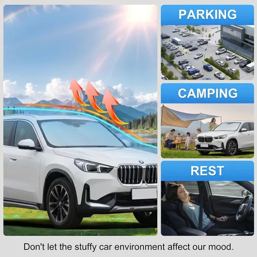 Vista 6 de Parasol para parabrisas para BMW X1 E84 2016-2024 2025, accesorios – Cubierta de parasol para parabrisas de ventana delantera, ajuste personalizado