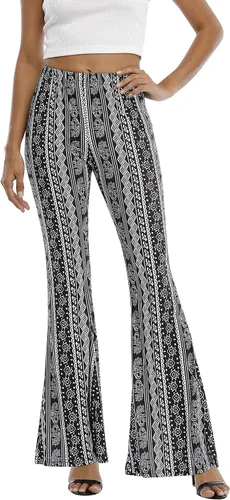 Vista 7 de WSPLYSPJY Pantalones Palazzo acampanados con estampado elástico para mujer