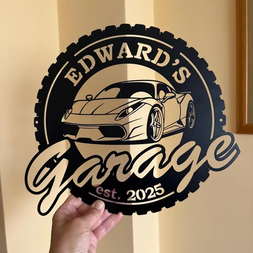 Vista 6 de Letrero de nombre de garaje personalizado, letreros metálicos personalizados para taller de mecánico, regalos de mecánico, regalo de arte de pared