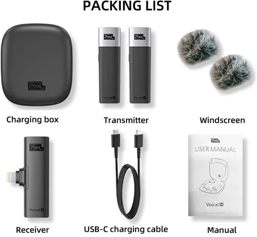 Vista 9 de PIXEL Micrófono Lavalier inalámbrico para iPhone iPad, MFi (fabricado para iOS) Sistema de micrófono inalámbrico con clip con 1 receptor y 2