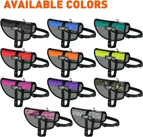 Vista 3 de Dogline MaxAire - Chaleco de malla para perros de 13 a 16 pulgadas y 2 parches extraíbles Adopt Me, talla S, color negro