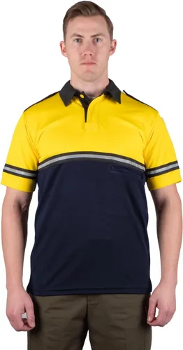 Vista 6 de First Class Camisa de patrulla de bicicleta de dos tonos con rayas reflectantes y bolsillo con cremallera