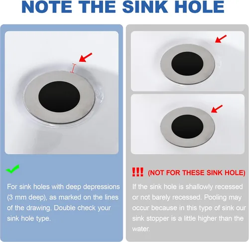 Vista 8 de Tapón Universal para Lavabo de Baño - Filtro de Drenaje de Lavabo con Rebote, Tapón de Drenaje Emergente de Níquel Cepillado, Tapón de Fregadero