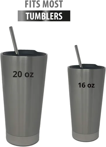 Vista 4 de Pajitas reutilizables de acero inoxidable con estuche de madera, paquete de 6, pajitas ecológicas de viaje de 8.5 pulgadas, reutilizables