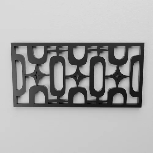 Vista 4 de MidCentury - Paneles de pared modernos de óvalos atómicos con explosiones de estrellas de estilo vintage, dorado, plateado, negro, menta, arte