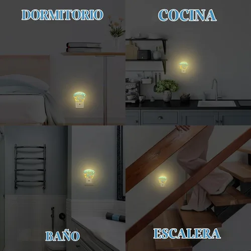 Vista 7 de Luz nocturna submarina de dibujos animados para niños, luz nocturna LED de peces tropicales, enchufable a la pared con sensor de atardecer a