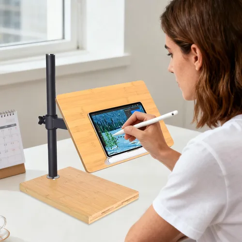 Vista 9 de wishacc Soporte de libro ajustable para lectura, soporte ergonómico de lectura de libros de escritorio con ajuste de altura y ángulo, soporte