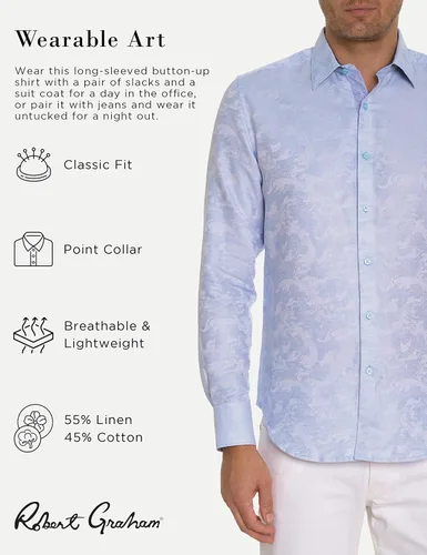 Vista 2 de Robert Graham Camisa tejida de manga larga Wave You para hombre
