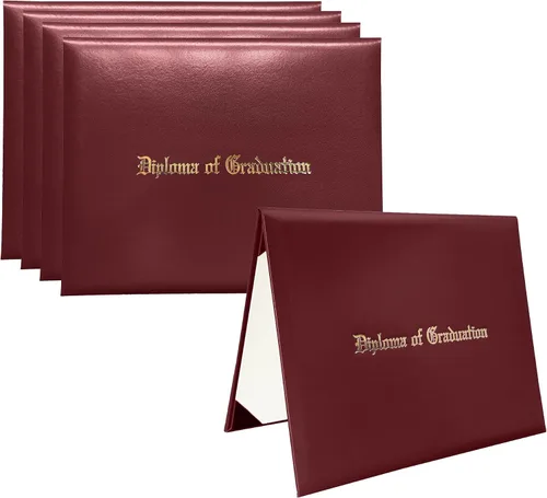 Vista 25 de Funda para diploma 8.5”x11” impresa “Diploma de Graduación” en cuero sintético acolchada y rica en color de TngHui, negra