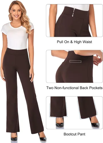 Vista 4 de Tapata Women Dress Pants 28"30"32"34" High Waist Stretchy Bootcut Pants Tall, Petite, Regular for Office Business Casual