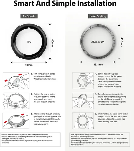 Vista 8 de Ringke [Deportes aéreos + estilo bisel] Compatible con Samsung Galaxy Watch 4 de 1.575 pulgadas, funda flexible de poliuretano termoplástico a