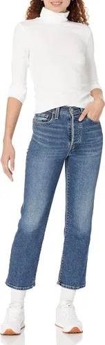 Vista 5 de Tienda Essentials Camiseta de cuello alto de punto acanalado de manga larga para mujer (disponible en tallas grandes), paquete de 2