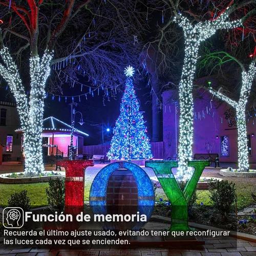 Vista 3 de Juego de 2, luces de Navidad, 200 pies, 600 LED, exterior/interior, guirnalda luces, 8 modos, impermeables, cable verde, parpadeantes, árbol, patio