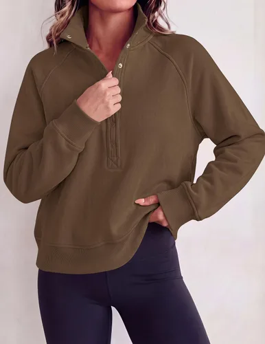 Vista 8 de PRETTYGARDEN Sudaderas de gran tamaño de moda para mujer Marrón