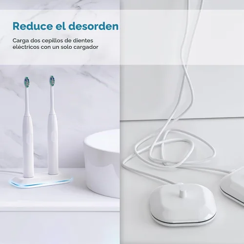 Vista 7 de Galvanox Cargador de cepillo de dientes dual 2 en 1 compatible con cepillos de dientes eléctricos Oral B, repuesto para 3757 - Funciona con modelos