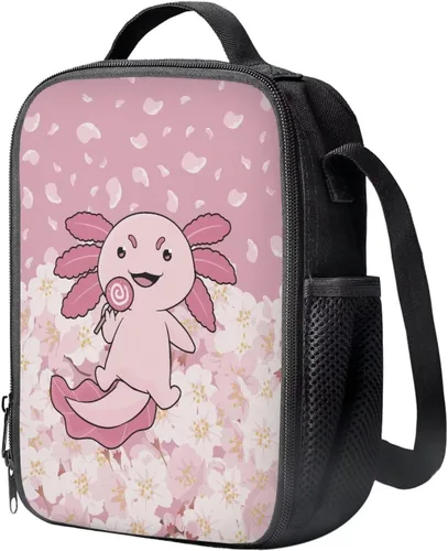 Vista 2 de INSTANTARTS Axolotl - Bolsa de almuerzo para niños, reutilizable, aislada, térmica, bolsa de almuerzo, bolsa de comida para niñas