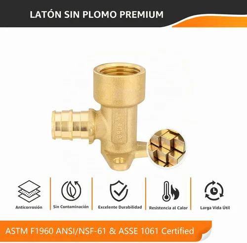 Vista 3 de 10 unidades HeSun 1/2" Pex A Expansión x 1/2" Hembra NPT Drop Ear Elbow