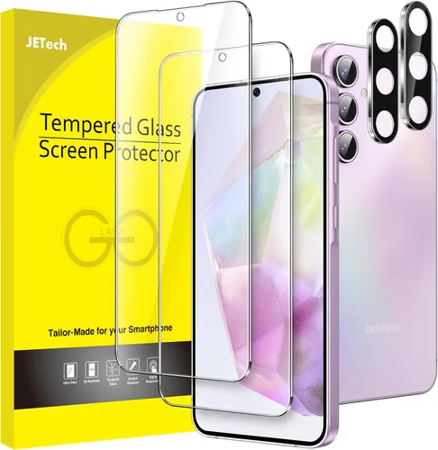 Vista 11 de JETech Protector de pantalla para Samsung Galaxy A15 4G / 5G de 6.5 pulgadas con protector de lente de cámara, película de vidrio templado